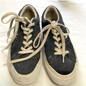 Classic Blue Suede Athletic Converse . Men size 4 Women size 6 .Vintage Classic